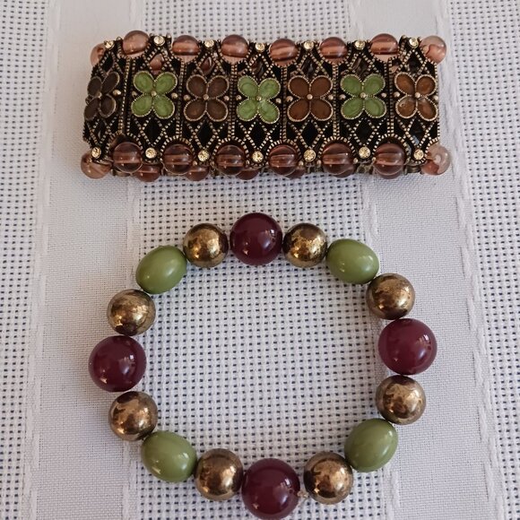 Brown & Green Stretch Bracelet Set - Picture 7 of 10